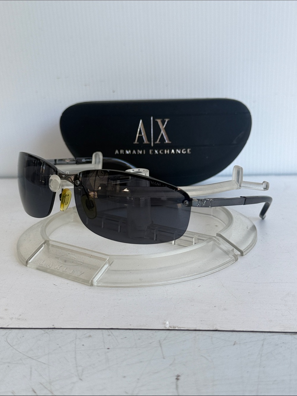 VINTAGE Y2K ARMANI EXCHANGE SUNGLASSES AX041/S GUNMETAL GRAY GRAY LENSES